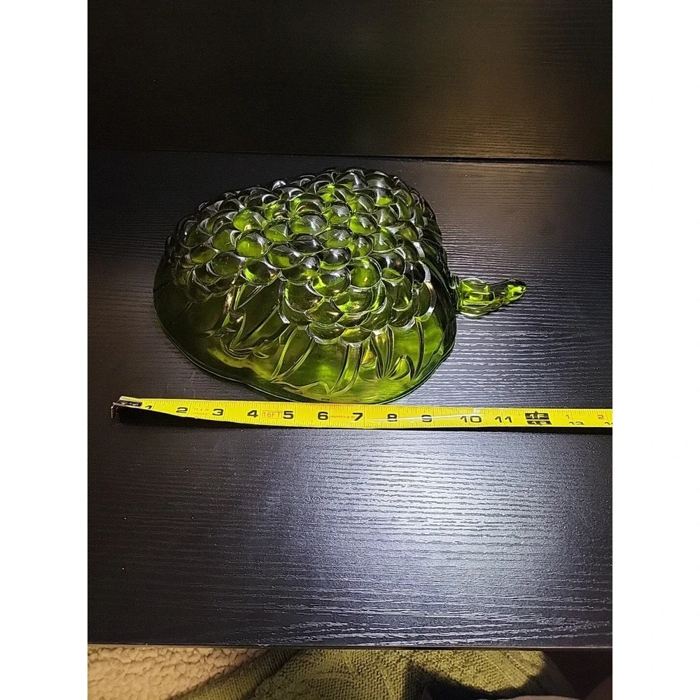 Vintage Indian Glass‎ Fruit Bowl Green Iridescent
